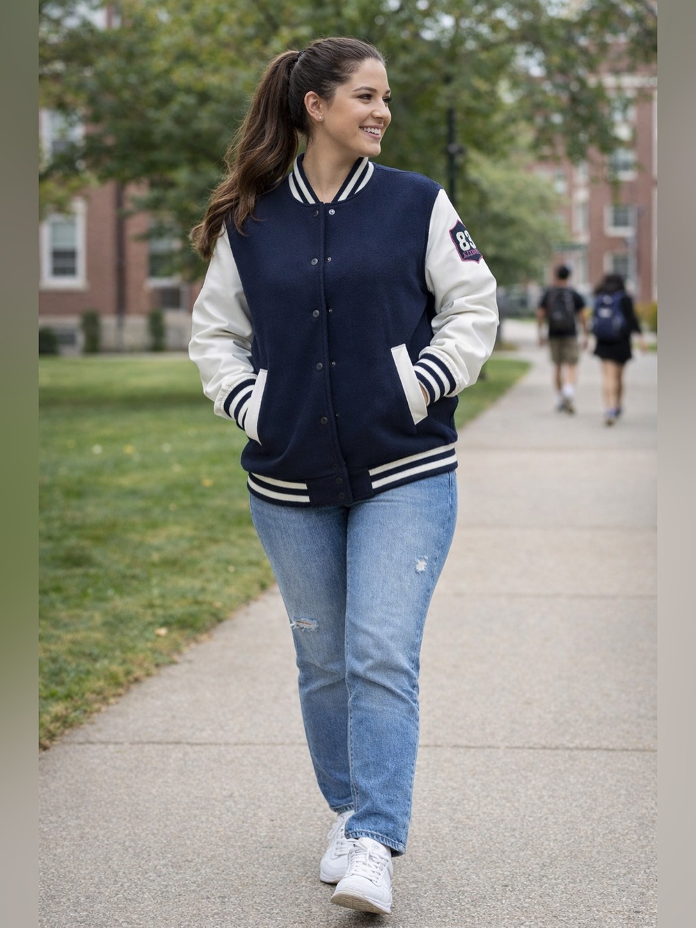 RD Style - VARSITY BOMBER Jacket with 83 Patch on the sleeve. Large Oversized